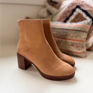 NWT J. Crew Factory Sienna Suede Platform Block Heel Boots - 6.5